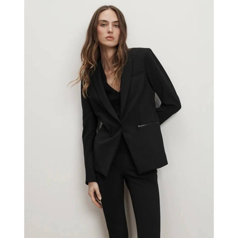 Veronica Beard Blazer Womens 8 Black Iconic Scuba Dickey Jacket One Button - Picture 1 of 12